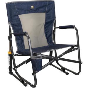 imageGCI Outdoor FirePit Rocker LowRide Outdoor Rocking Chair with Beverage HolderNavy Topo