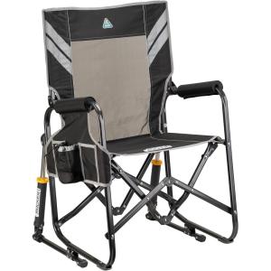 imageGCI Outdoor FirePit Rocker LowRide Outdoor Rocking Chair with Beverage HolderVarsity BlackGray