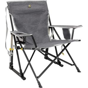 imageGCI OUTDOOR Kickback Rocker Camping Chair  Portable Folding Rocking Chair with Durable Armrests Drink Holder ampamp Relaxed Lowered Seat for Comfort  Loden GreenGrey