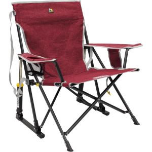 imageGCI OUTDOOR Kickback Rocker Camping Chair  Portable Folding Rocking Chair with Durable Armrests Drink Holder ampamp Relaxed Lowered Seat for Comfort  Loden GreenRed