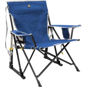 imageGCI OUTDOOR Kickback Rocker Camping Chair  Portable Folding Rocking Chair with Durable Armrests Drink Holder ampamp Relaxed Lowered Seat for Comfort  Loden GreenHeathered Royal