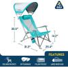 imageGCI OUTDOOR Sunshade Recliner Beach Chair  Collapsible Folding Canopy Shade Chair with Durable Armrests Drink Holder ampamp Portable Carry Bag Perfect for Beach Trips ampamp Picnics  Seafoam GreenSeafoam Green