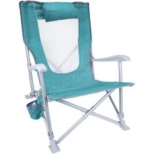 imageGCI OUTDOOR Sunshade Recliner Beach Chair  Collapsible Folding Canopy Shade Chair with Durable Armrests Drink Holder ampamp Portable Carry Bag Perfect for Beach Trips ampamp Picnics  Seafoam GreenSeafoam Green